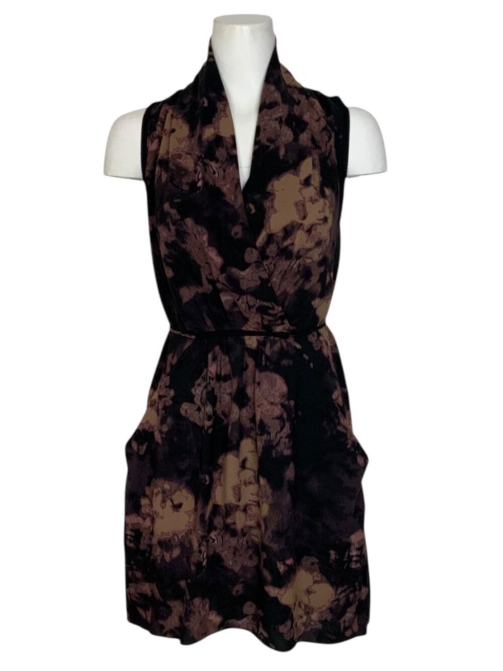 Aritzia Wilfred Sabine Mini Dress M Black Plum Print